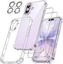 FLLAO 5-in-1 Mobile Phone Case for iPhone 17 Case with 2 Screen Protectors and 2 Camera Protection, [Integrated Air Cushion] Shockproof Scratch-Resistant Soft TPU Protective Case for iPhone 17