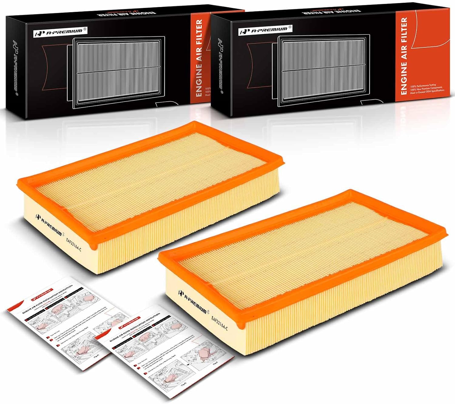 A-Premium 2-PC Engine Air Filter Compatible with Mercedes-Benz C43 AMG 1998, E320 2000-2003, E430 1999-2002, E55 AMG 2001, 3.2L 4.3L 5.5L, Replace# A1120940204, 1120940204