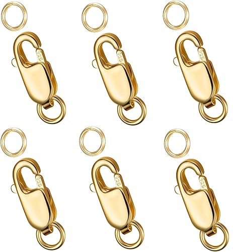 Miniatura 9 de Dailyacc Cierres de pinza de langosta para hacer joyas, oro y plata con anillos de salto, cierres seguros para collares, pulseras, manualidades