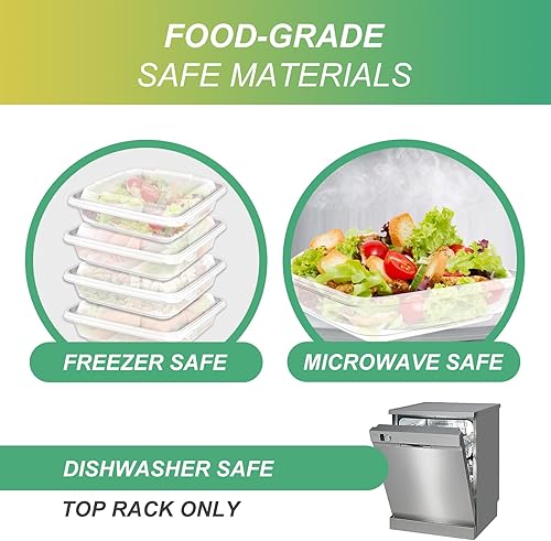 Miniatura 3 de YUESING Paquete de 12 recipientes de preparación de comidas de 34 onzas, contenedores reutilizables de almacenamiento de alimentos, recipientes de