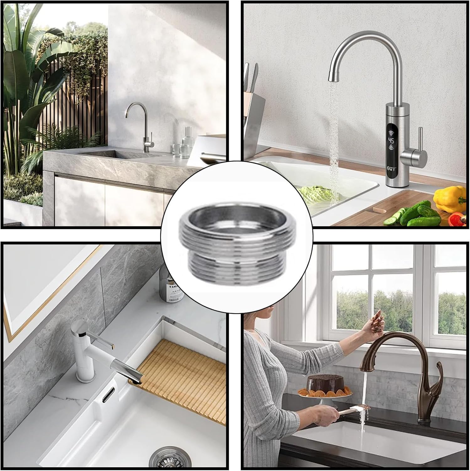 2 Stück Wasserhahn Adapter, Außengewinde M18 auf M22, für Wasserfilter, Metall Wasserhahnaufsatz für Badezimmer, Waschbecken, für Küchenarmaturen, Wassersparzierung, Wasserfilter, Schläuche