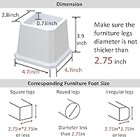 Vista 3 de Juego de 9 elevadores de cama de 3 pulgadas, elevadores de cama resistentes para marco de cama, paquete de 9 elevadores de hasta 3000 libras