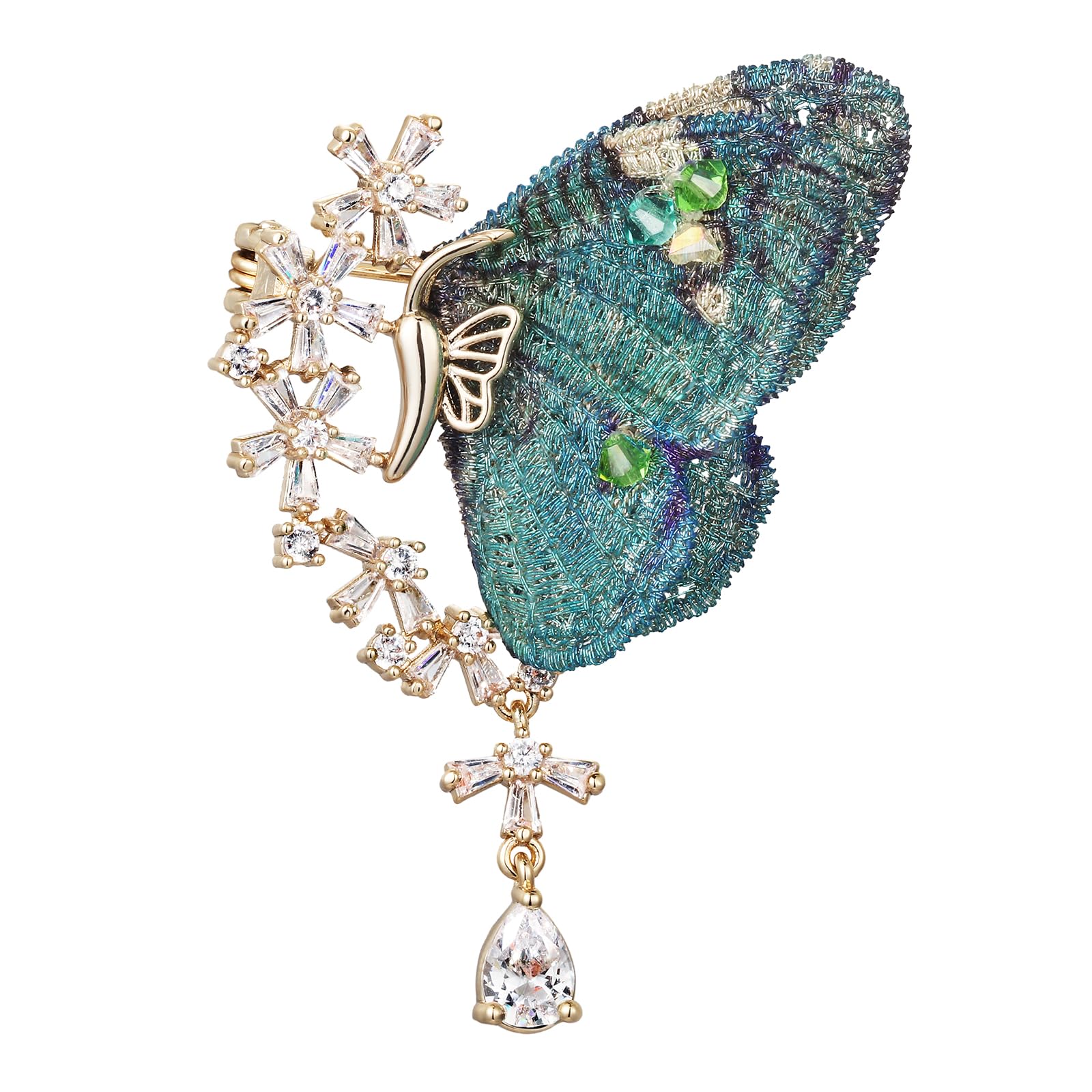SHE’S FREE STYLE JUST FOR YOU Damen Brosche – Handgestickte Schmetterling brosche vintage mit Zirkonia, Modische broschen & anstecknadeln für damen – Elegante Accessoires für Kleidung & Anlass