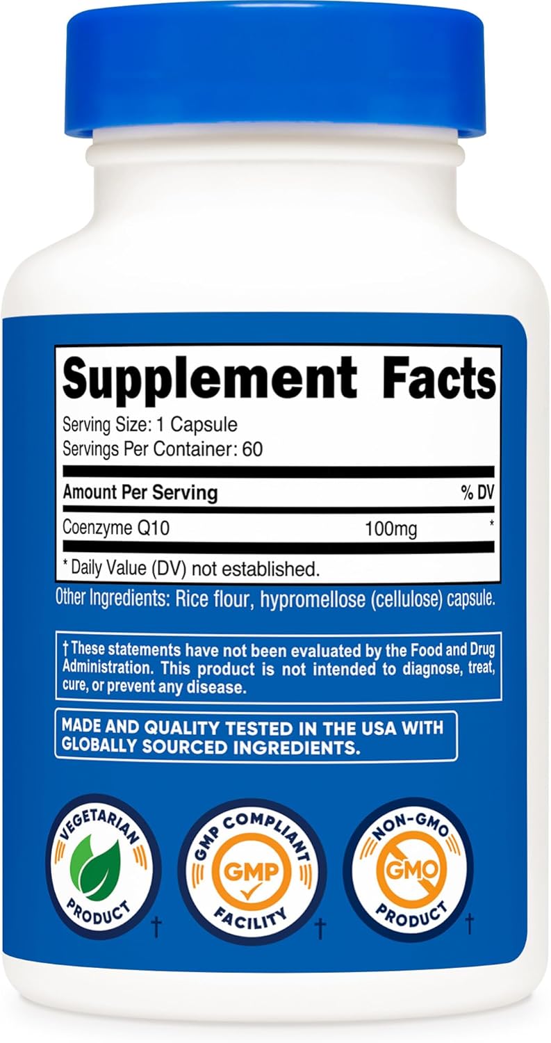 Nutricost CoQ10 100mg, 60 Vegetarian Capsules, 60 Servings - Coenzyme Q10