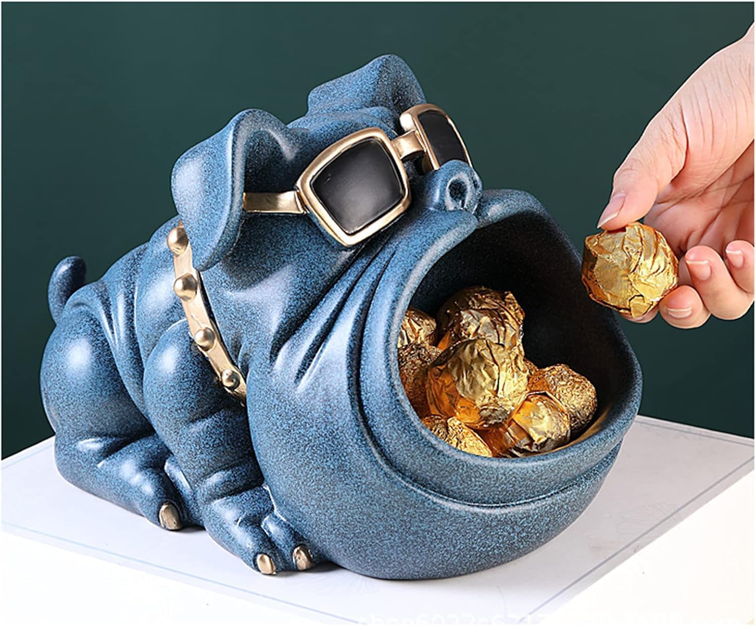 Statue di Bulldog, Artigianato, Ornamento Bulldog, Statuette, Figura, Scrivania, Bancone, Tavolo, Decorazione in Resina, Regalo di Compleanno per Le Feste, Green