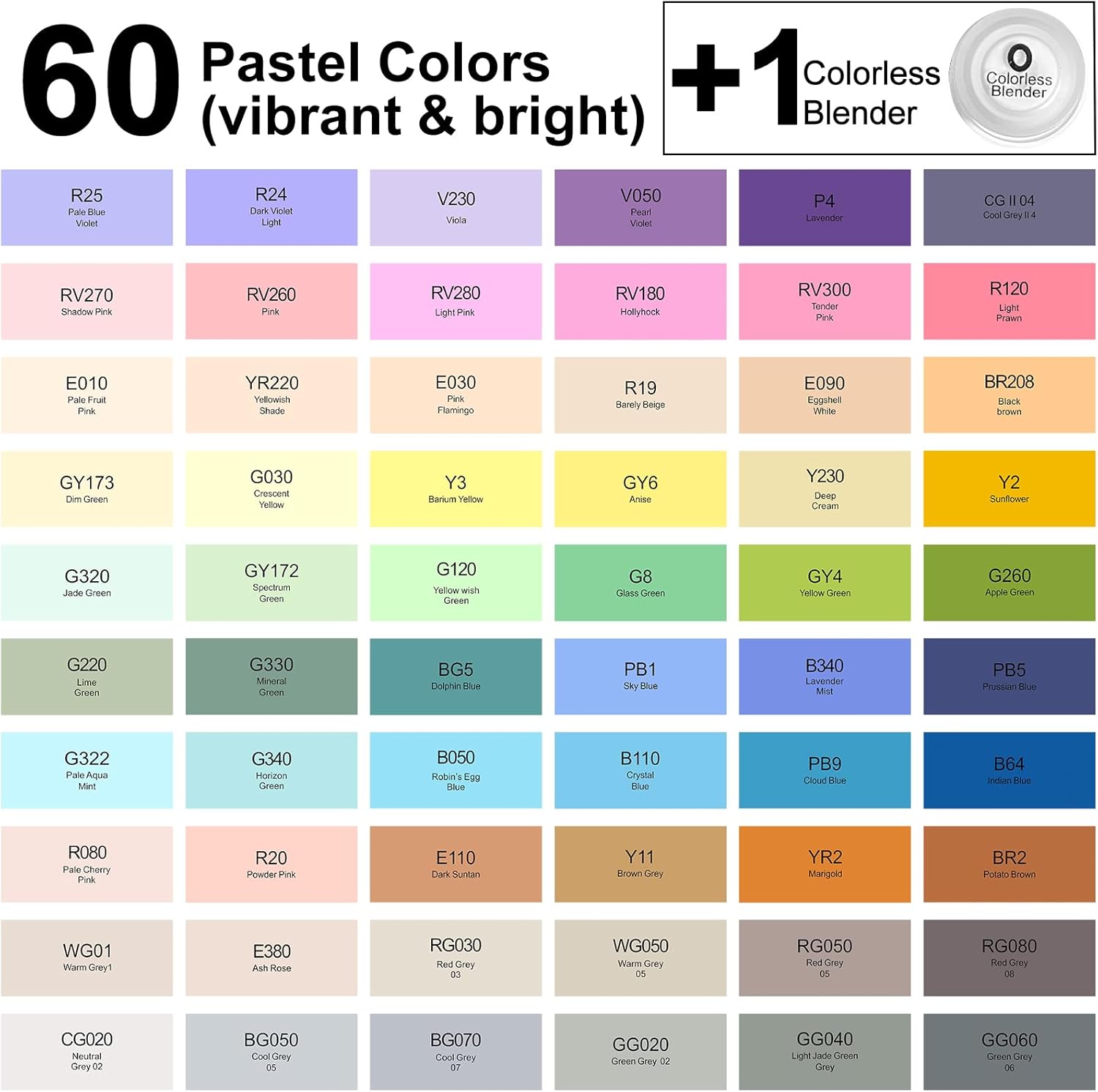 SFAIH Pastel Alcohol Markers Brush Tip - 61 Colors Double Tipped Art Markers for Artist Adult Coloring Illustration, Gifts for Artist Adult, Dual Tip Brush & Chisel - Refillable Ink, Colorless Blender - Image 8