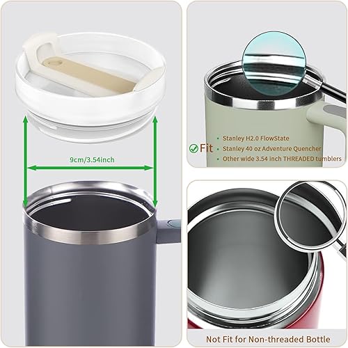 Miniatura 2 de Paquete de 2 tapas de repuesto para vasos Stanley de 40 onzas, tapas de vaso para Stanley Cup H2.0, Quencher, accesorios para tazas que incluyen 2
