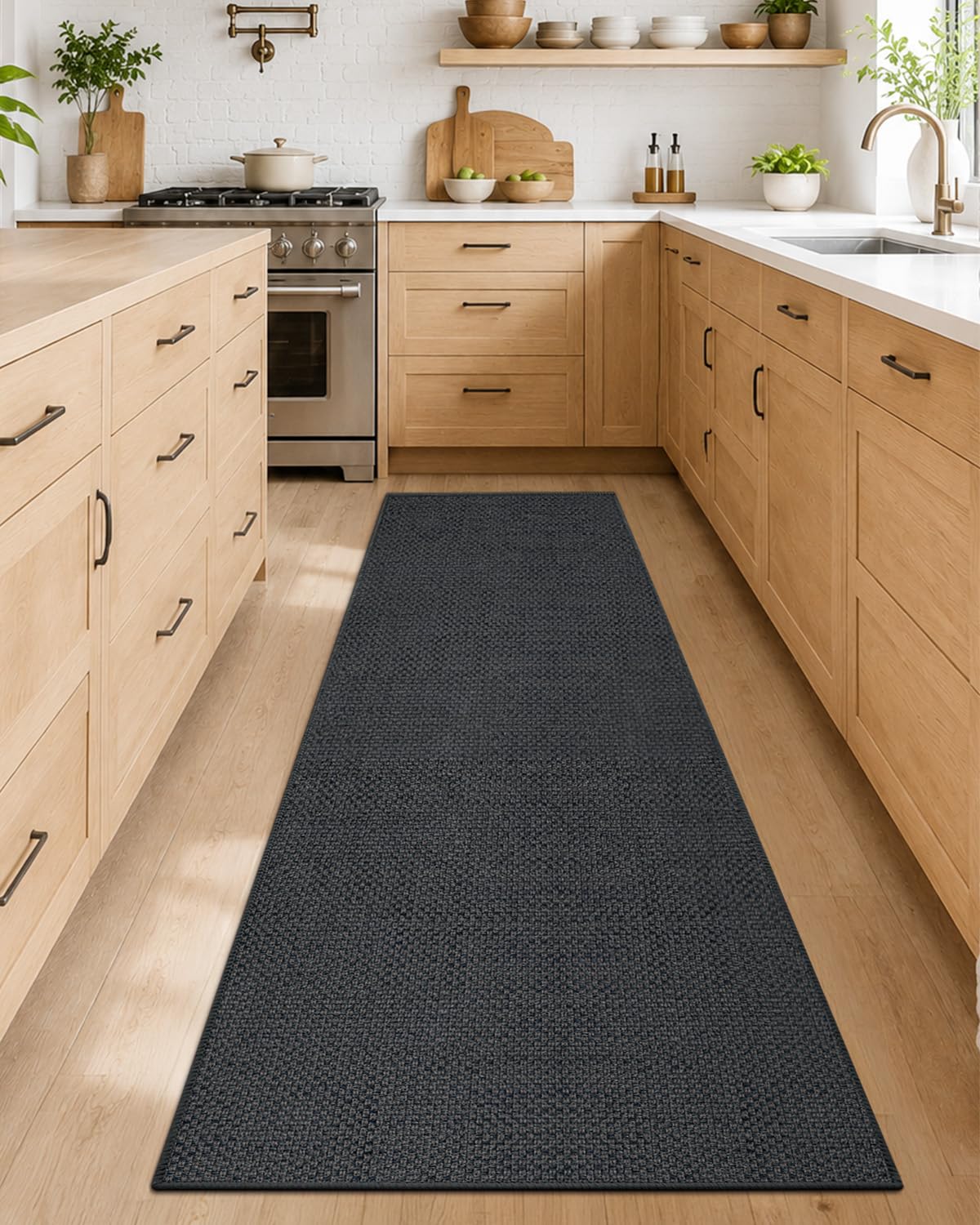 COLOR&GEOMETRY Küchenteppiche rutschfeste Waschbar, 4mm Dünne Gewebe Gummi Gestützt Küche Runner Teppich, Absorbierende Leicht zu Reinigen Fußbodenmatten für vor dem Waschbecken, Flur
