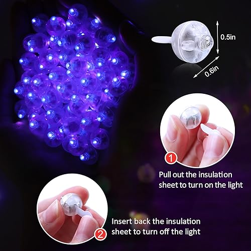 Miniatura 2 de AIKEI 100 luces LED de globo, luces de mini bolas moradas, luces de larga duración en espera, luces de fiesta, luz LED impermeable para linterna de