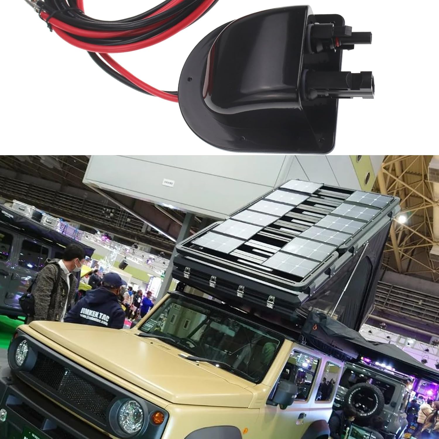 ZOOKOTO 10Ft 10 AWG Soft Copper Cable ABS UV Resistance Dual Cable Entry Housing with 2 solar connectors for Solar Project on Rv, Boat,Camper,Van, Weatherproof Black