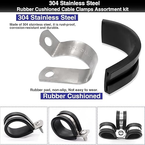 Miniatura 7 de Taiss Kit surtido de 270 abrazaderas de cable, 10 tamaños de 14 pulgadas, 516 pulgadas, 38 pulgadas, 12 pulgadas, 58 pulgadas, 34 pulgadas, 1-14