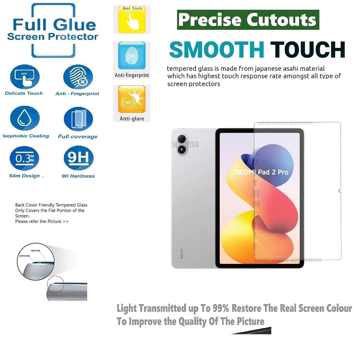 Tempered Glass Screen Protector for Redmi Pad 2 Pro 12.1 inch 2026 Tablet