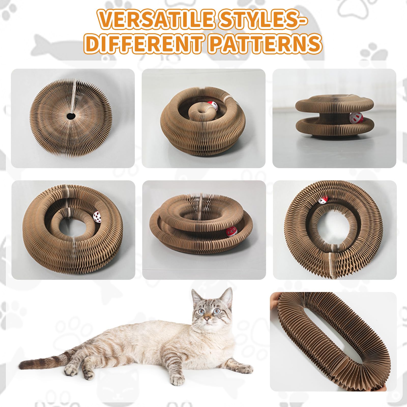 Kitty Kurlz Magic Twist Katzenspielzeug, zusammenklappbares und doppelseitiges Unendlichkeits-Design, Kätzchen-Kratzpad, umweltfreundlicher Karton, langlebiges, interaktives Spielspielzeug für