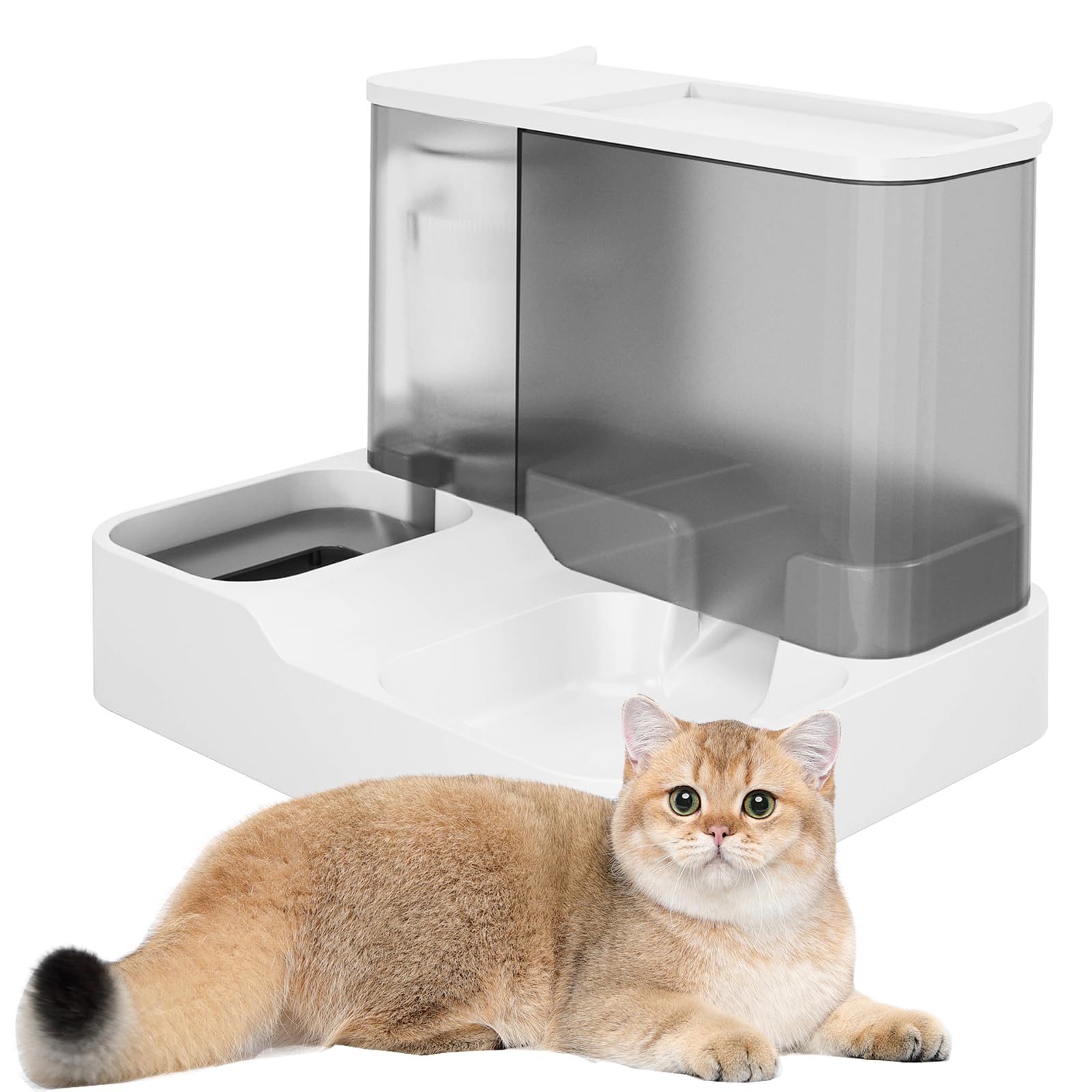 Produktbild von Automatischer Futter- & Wasserspender Für Katzen: 2-in-1 Napf Mit Schwerkraft-System