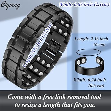 Magnetic Bracelets for Men Magnetic Necklace & Ring Set with Adjustable Sizing Tool
