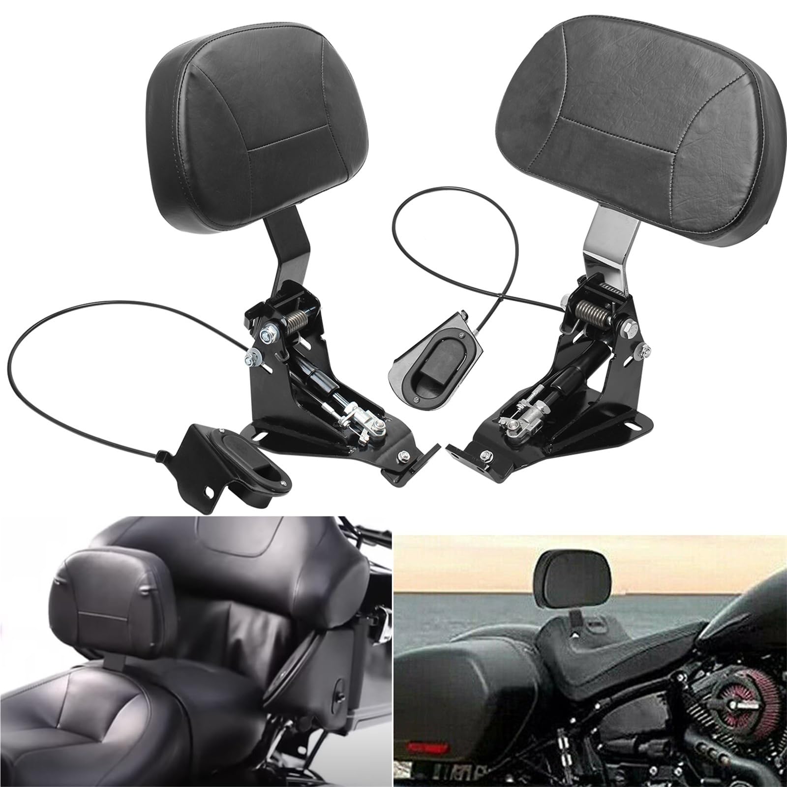 Poduszka Kufer Motocyklowy Pasuje do Harley Touring CVO Street Glide Road King Classic 2009-2023 Regulowane oparcie Sissy Bar dla motocykla