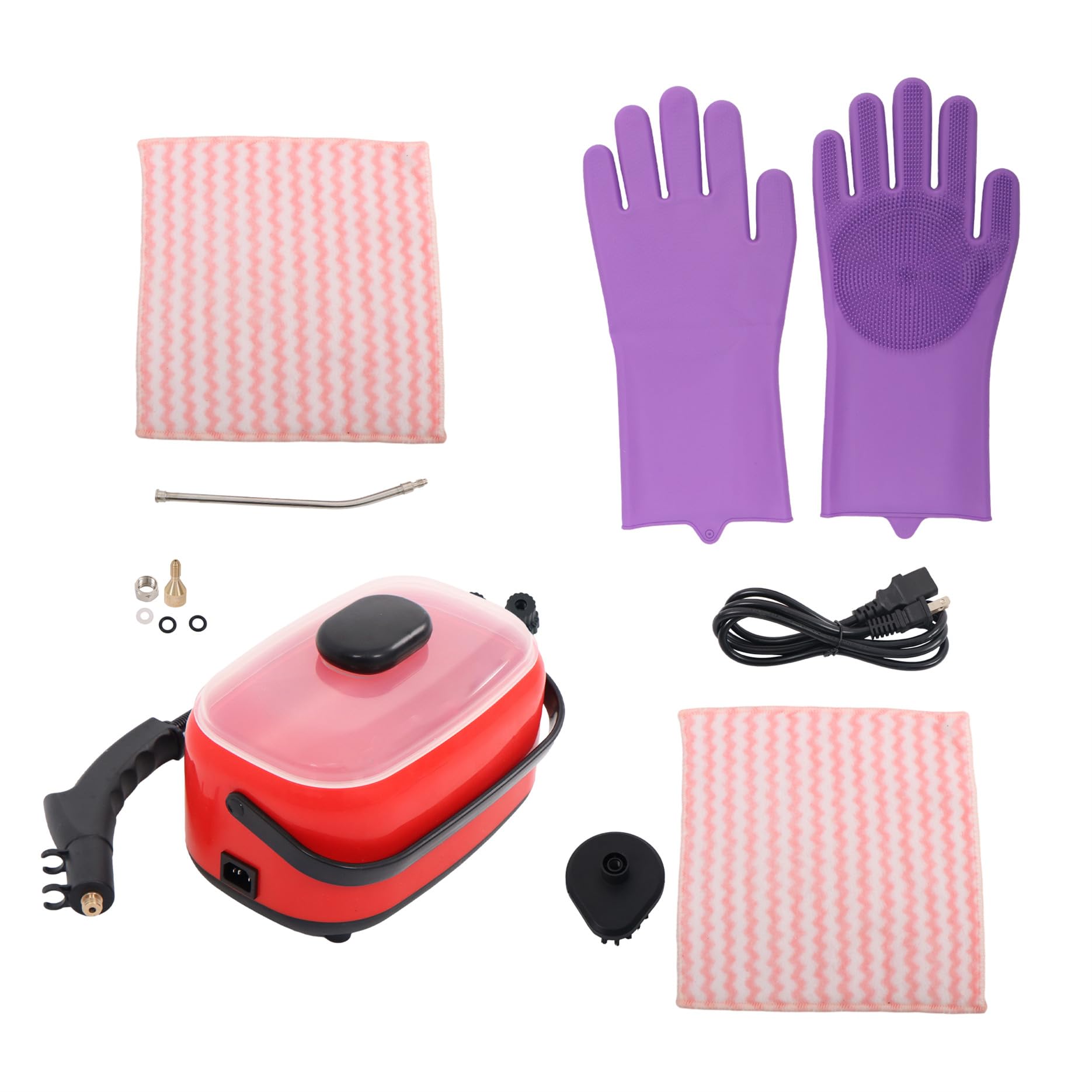 2500W 1500ml 110V Red Steam Cleaner High Pressure Portable Steamer for Windows Car Interiors Bathroom Tiles Upholstery