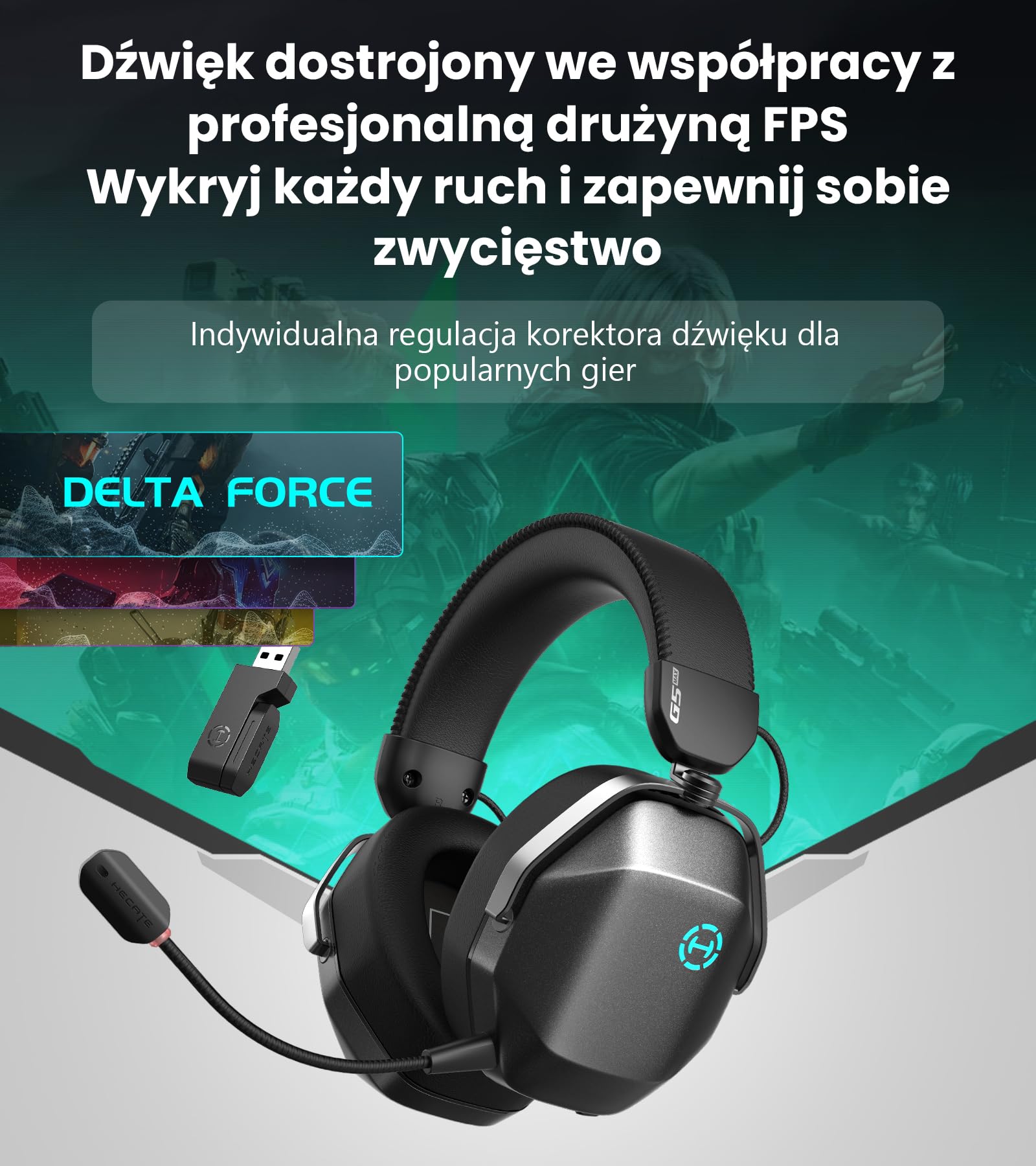 Edifier G5 MAX Bezprzewodowy Zestaw Słuchawkowy do Gier, 305h, Szary | THX Spatial Audio, 2,4 Ghz, Bluetooth 6.0, Hi-Res, Przetworniki Pen Średnicy 53 mm, Tryb Czteropasmowy, Odłączany Mikrofon