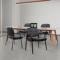 Vista 9 de CLATINA Big & Tall - Silla de recepción de oficina de piel de 500 libras, sin ruedas con brazos acolchados, silla de invitados para sala de espera