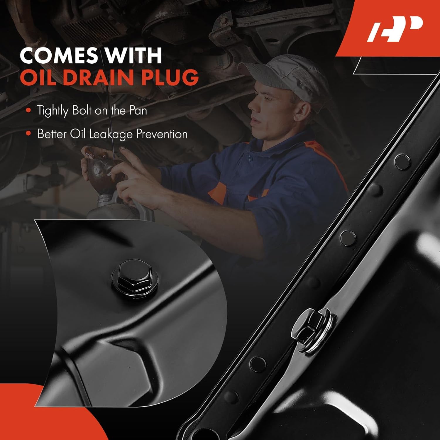 A-Premium Engine Oil Pan Sump with Drain Plug Compatible with Honda Accord 1990-1997, Odyssey 1995-1997, Prelude 1992-1996, Isuzu Oasis 1996-1997, Acura CL 1997-1997