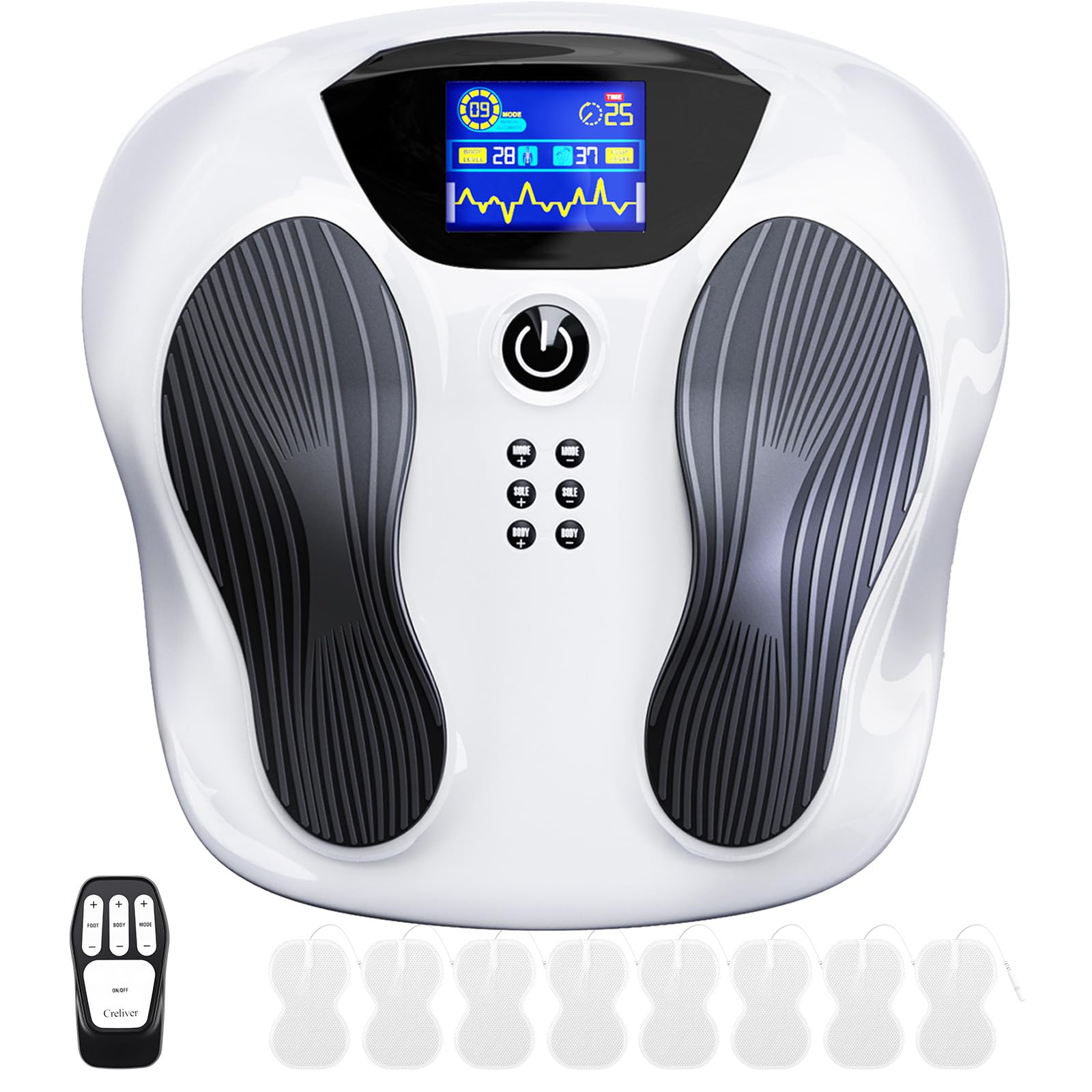 Creliver Medic Pro Durchblutungsstimulator Füße Beine, TENS & EMS Fußmassagegerät, Reduziert Fuß- und Beinschmerzen sowie Schwellungen, Verbessert die Durchblutung
