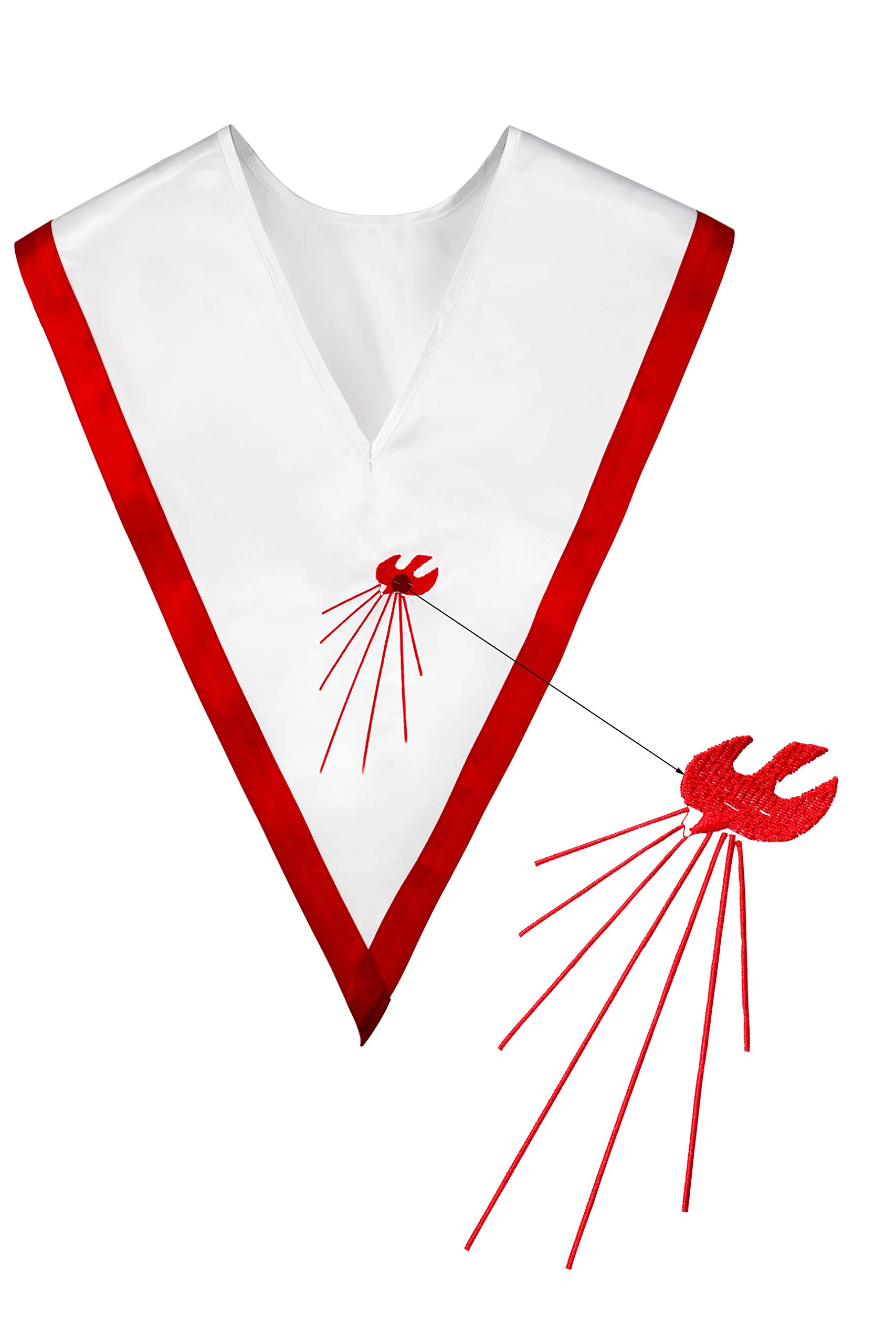 IvyRobes - Estolas de confirmación en forma de V con diseño de paloma descendente bordada, color blanco con ribete rojo
