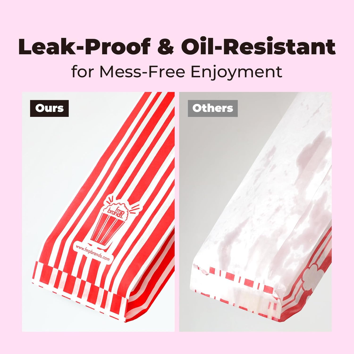 Fit Meal Prep 250 Pack Paper Popcorn Bags Individual Servings 2 Oz, Classic Red & White Striped Popcorn Sleeves, Disposable Popcorn Bags Bulk for Party Popcorn Machine for Movie Nights