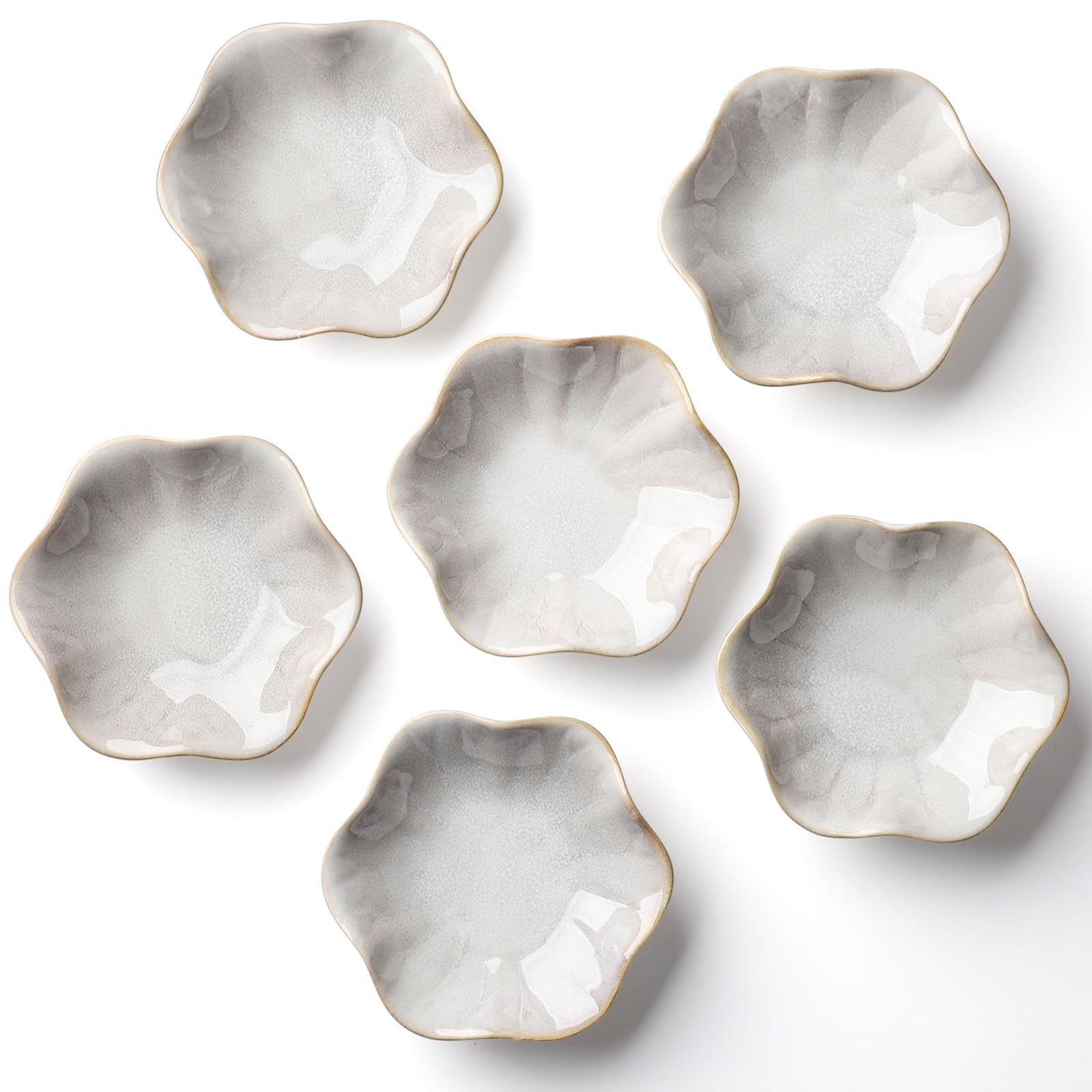 CHWAIKA Ceramic Dipping Bowls for Soy Sauce, Condiments, Sushi, Side Dishes (6 White)