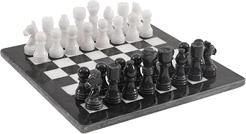 Radicaln Marble Chess Set 12" Luxury Board Game & Chess Sets for Adults | Black & White Marble, Handmade, Natural Marble Veining, Luxury Decor, Elegant Gift, 32 Chess Figures