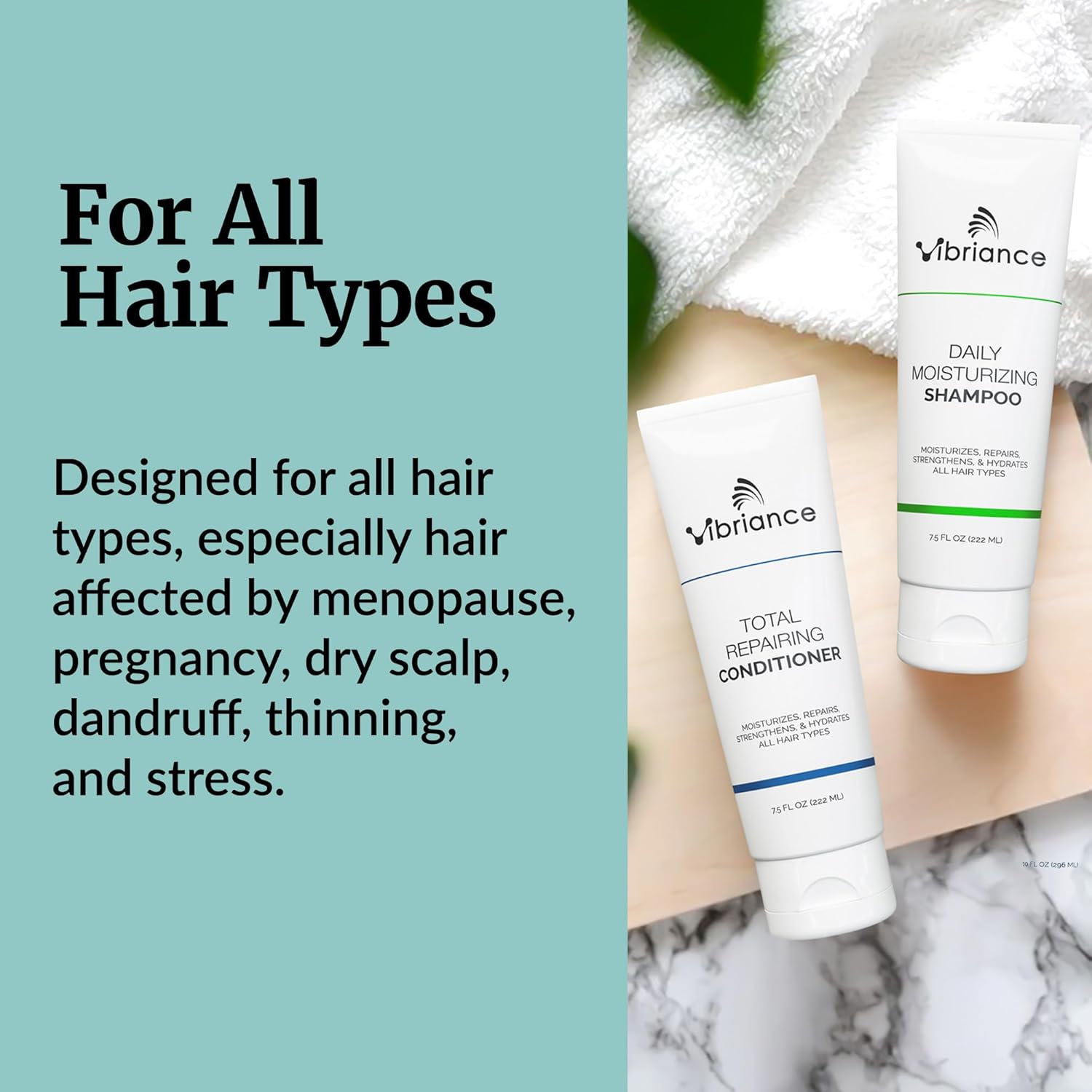 Vibriance Shampoo and Conditioner Set - Strengthening Wash Infused with Biotin for Dry, Damaged, Aging Hair - Deeply Hydrating, Moisturizing