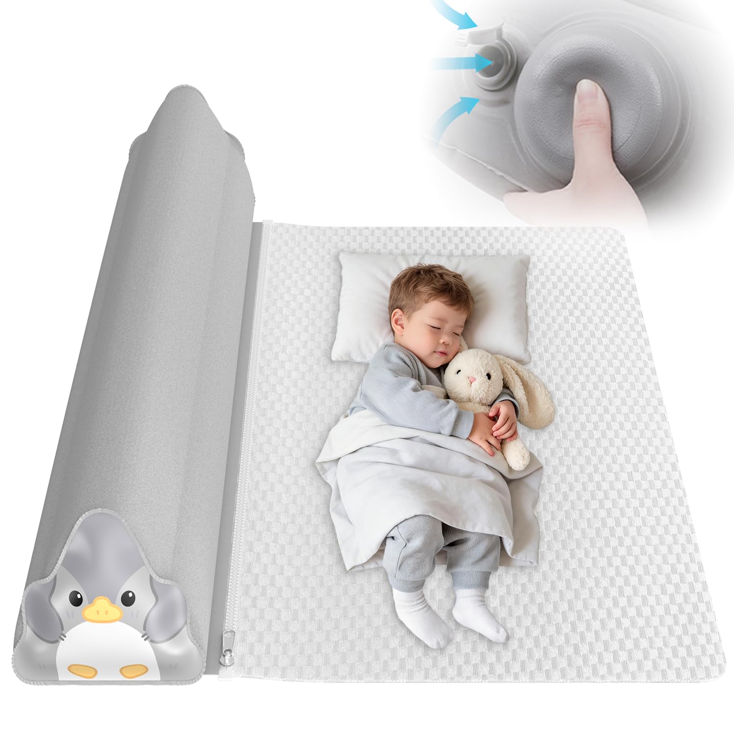 ALYFC Single Inflatable Bed Rail: with Built-in Pump, 2026 Portable Travel Bed Bumper for Hotel, Visiting & Home, Soft Foldable Safety Guard