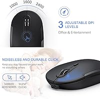 Vista 5 de Teclado y mouse inalámbricos, Vssoplor 2.4GHz recargables, combo compacto silencioso de tamaño completo con receptor Nano USB para Windows, laptop