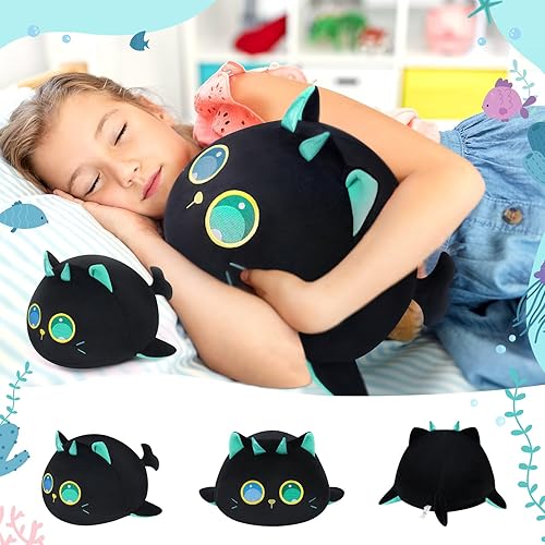 Miniatura 4 de Bonita almohada de peluche de ballena, juguete de peluche Kawaii de ojos grandes, almohada de peluche suave, regalo de cumpleaños blando para niños