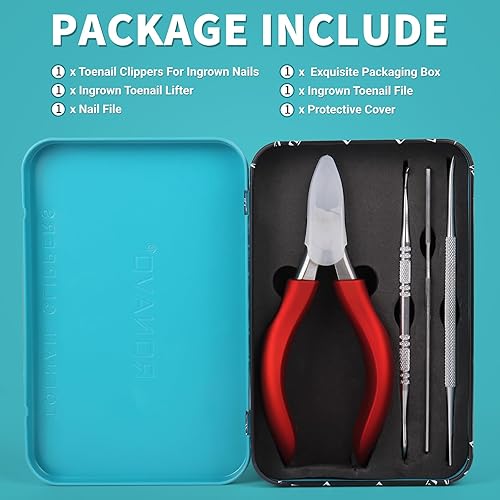 Miniatura 8 de Cortaúñas para uñas encarnadas y gruesas, resistente para quitar uñas laterales encarnadas con cuchillas afiladas en ángulo, herramienta de pedicura