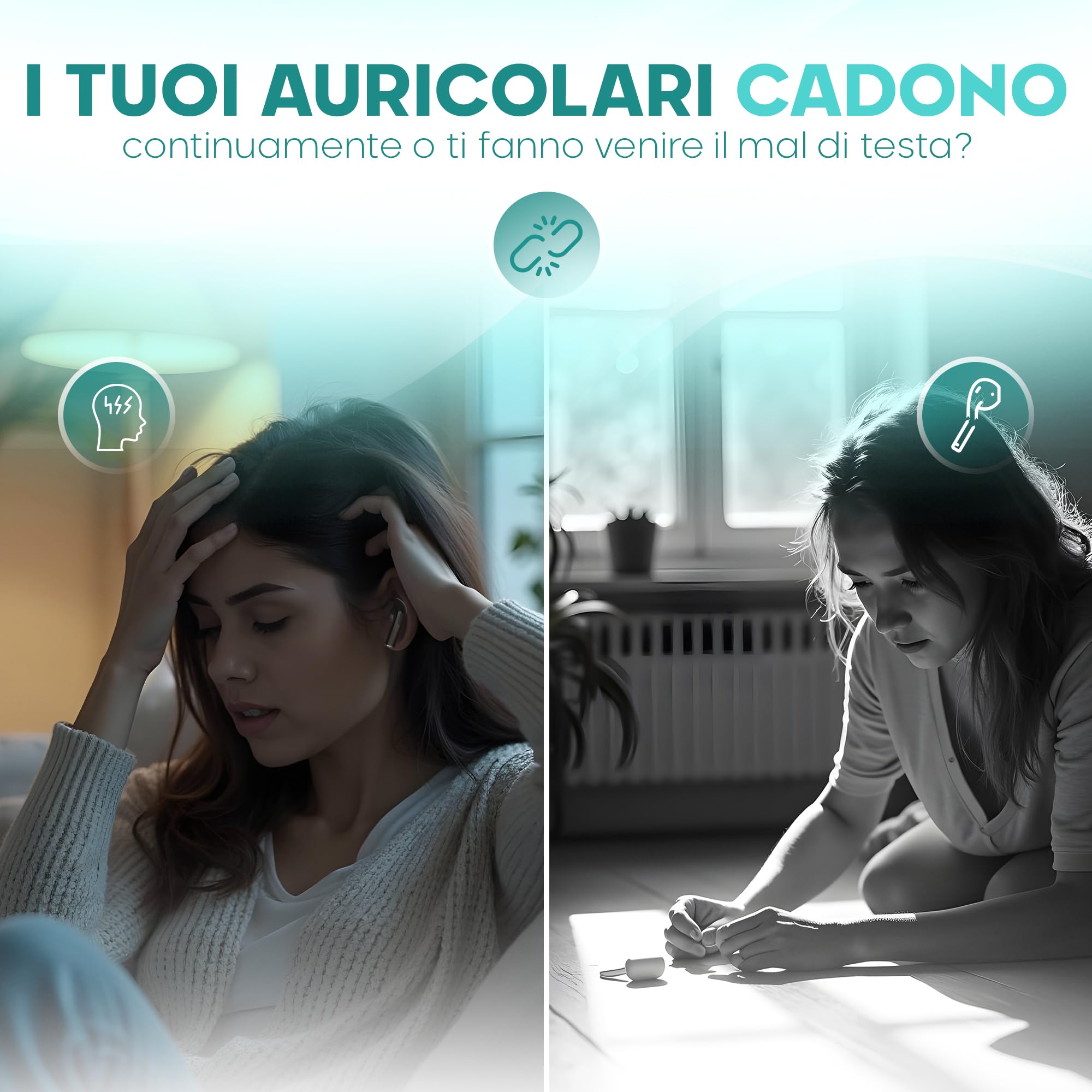 Auricolare Bluetooth mono senza fili V5.2, design 360° sopra l'orecchio, microfono integrato, batteria 70 mAh, 20 ore di riproduzione, compatibile con iPhone, Android e PC