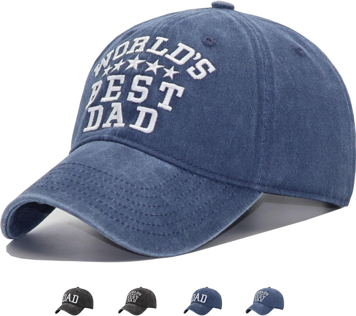 Dad Hat Fits OSFM & XXL Heads, Worlds Best Dad Baseball Cap, Fathers Day Birthday for Father Husband Papa Grandpa Gifts