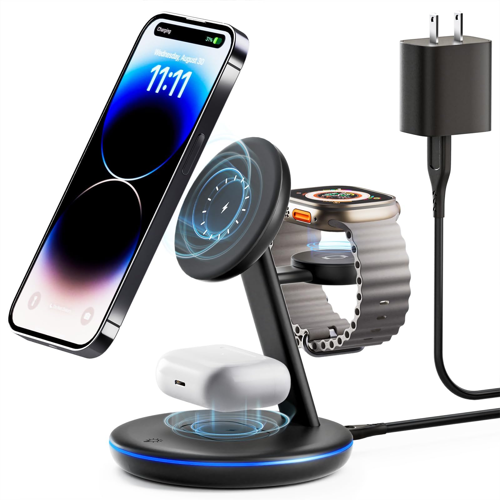 3 in 1 Wireless Charging Station for Multiple Devices Apple