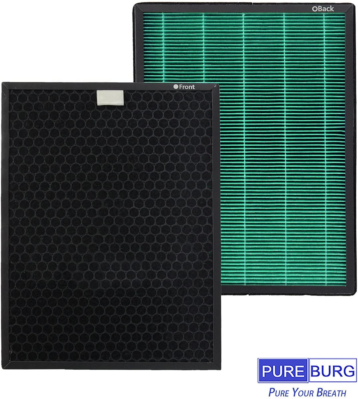 PUREBURG Replacement Filter Set Compatible with Coway Airmega 400 400S Air Purifier,1-Pack (2 Filters) H13 HEPA Activated Carbon MAX2 3-Stage Filtration