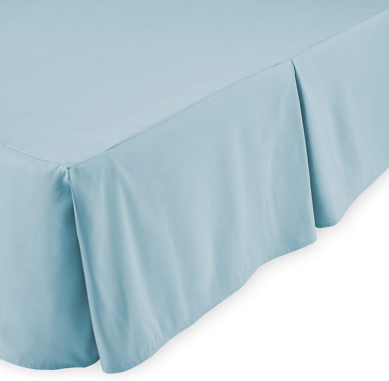 Bare Home Pleated Bed Skirt - 15-Inch Tailored Drop Easy Fit - Center & Corner Pleats (Queen, Light Blue): Home & Kitchen