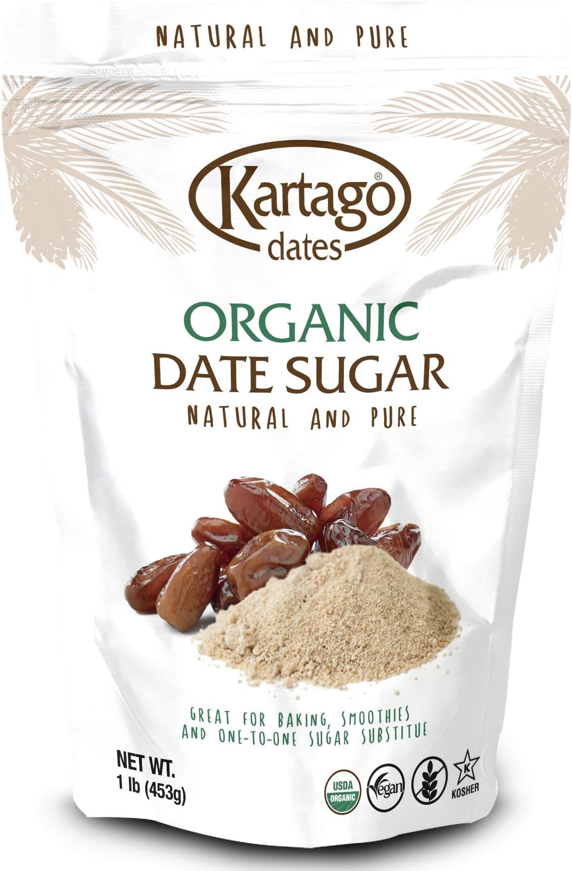 Organic Date Sugar - Sugar Substitute from Kartago, 1lb Single Pack
