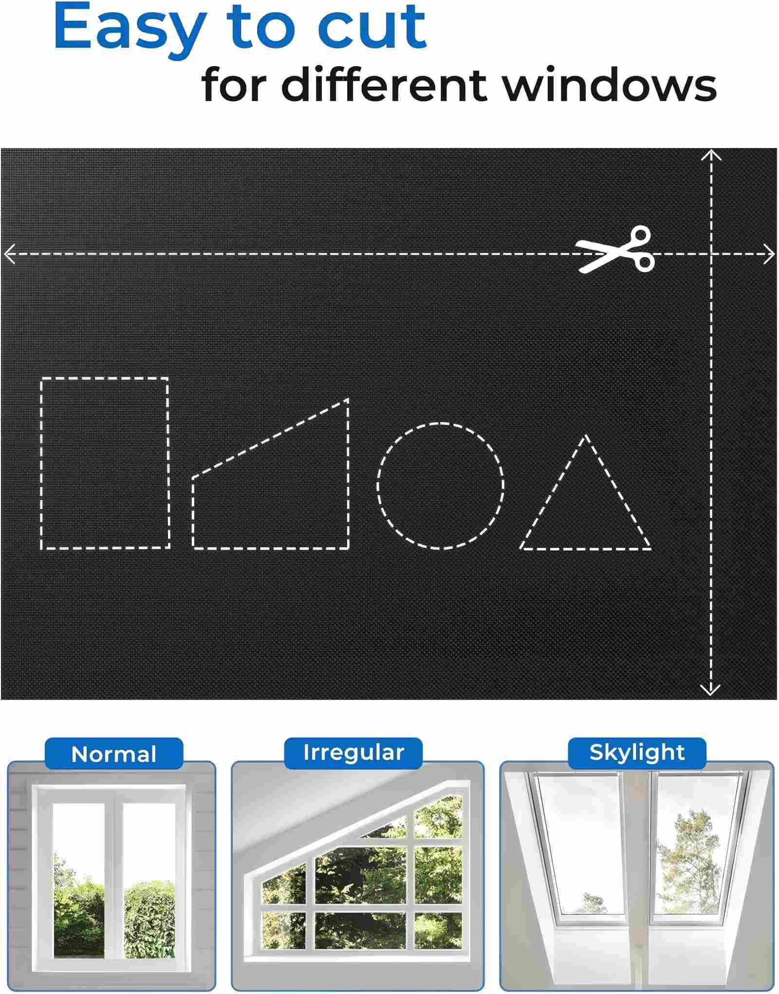 Fenster Verdunkelung - 100% Lichtblockierende Verdunklungsrollo Ohne Bohren,Dachfenster Verdunkelung mit Klettband Extra Stark, 420D Oxford Sonnenschutz Verdunklungsfolie Innen Ferdunklungsstoff 300cm