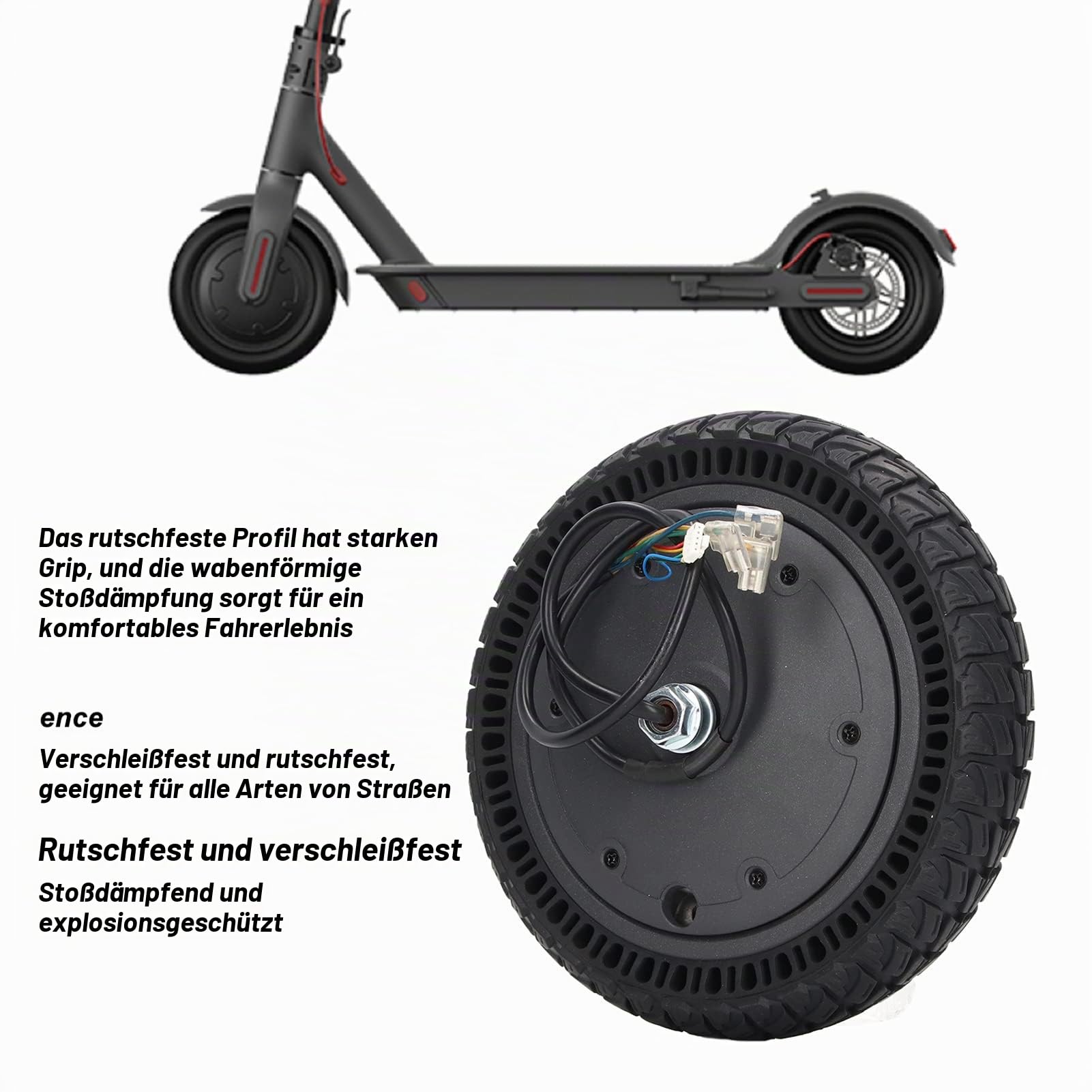 Elektroroller Nabenmotor Rad für Xiaomi M365 1S Lite Serie 8,5 Zoll Elektroroller, 36V 250W E-Scooter Radnabenmotor Rutschschutz Stoßdämpfung E-Roller Nabenmotor Rad Reifen Ersatz