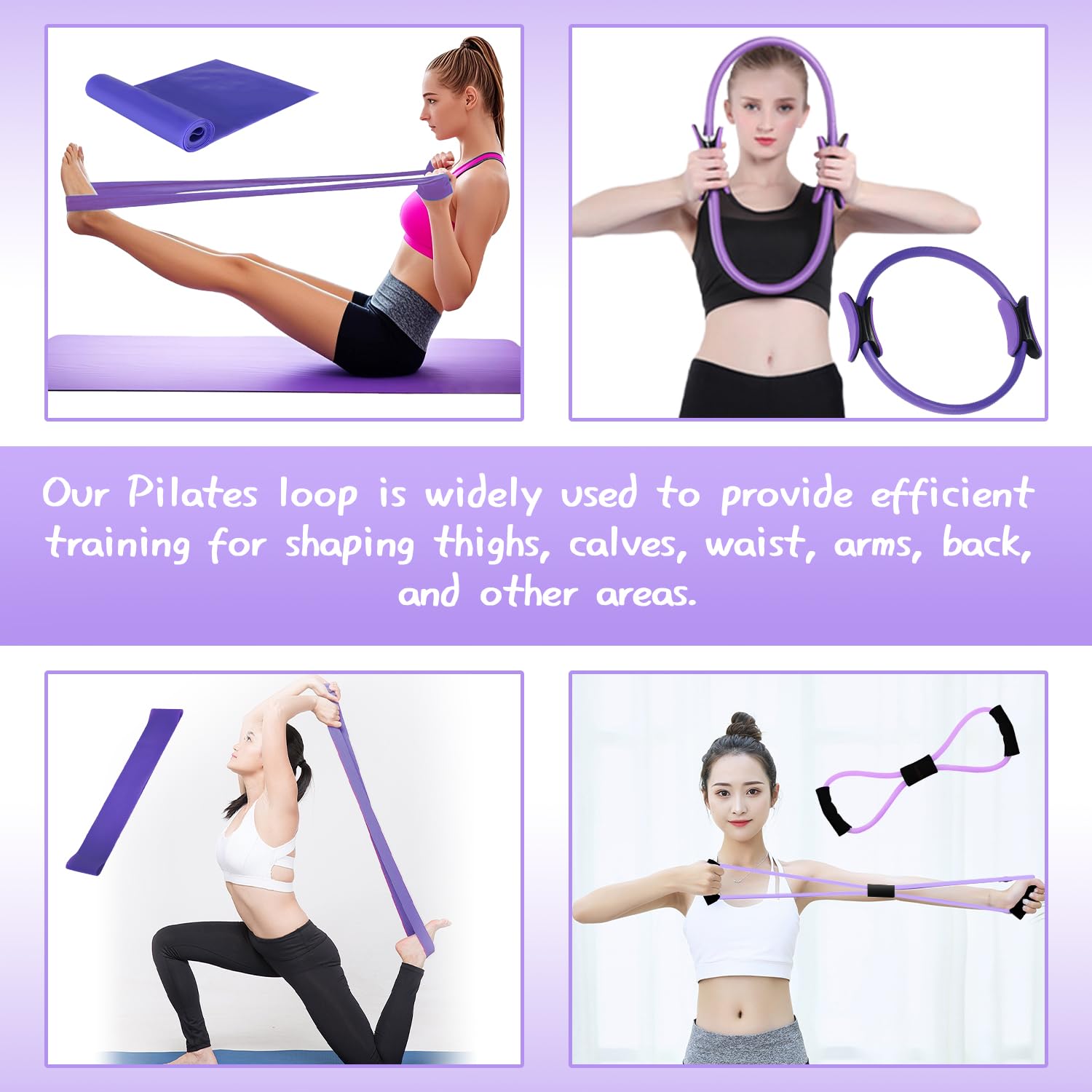 Anello per Pilates, Cerchia di Pilates, Anello Yoga Accessori, Kit di Anelli per Pilates, Dual Grip Yoga Anello Pilates, Fascia di Resistenza, per Esercizi Interni della Cosce e Gambe