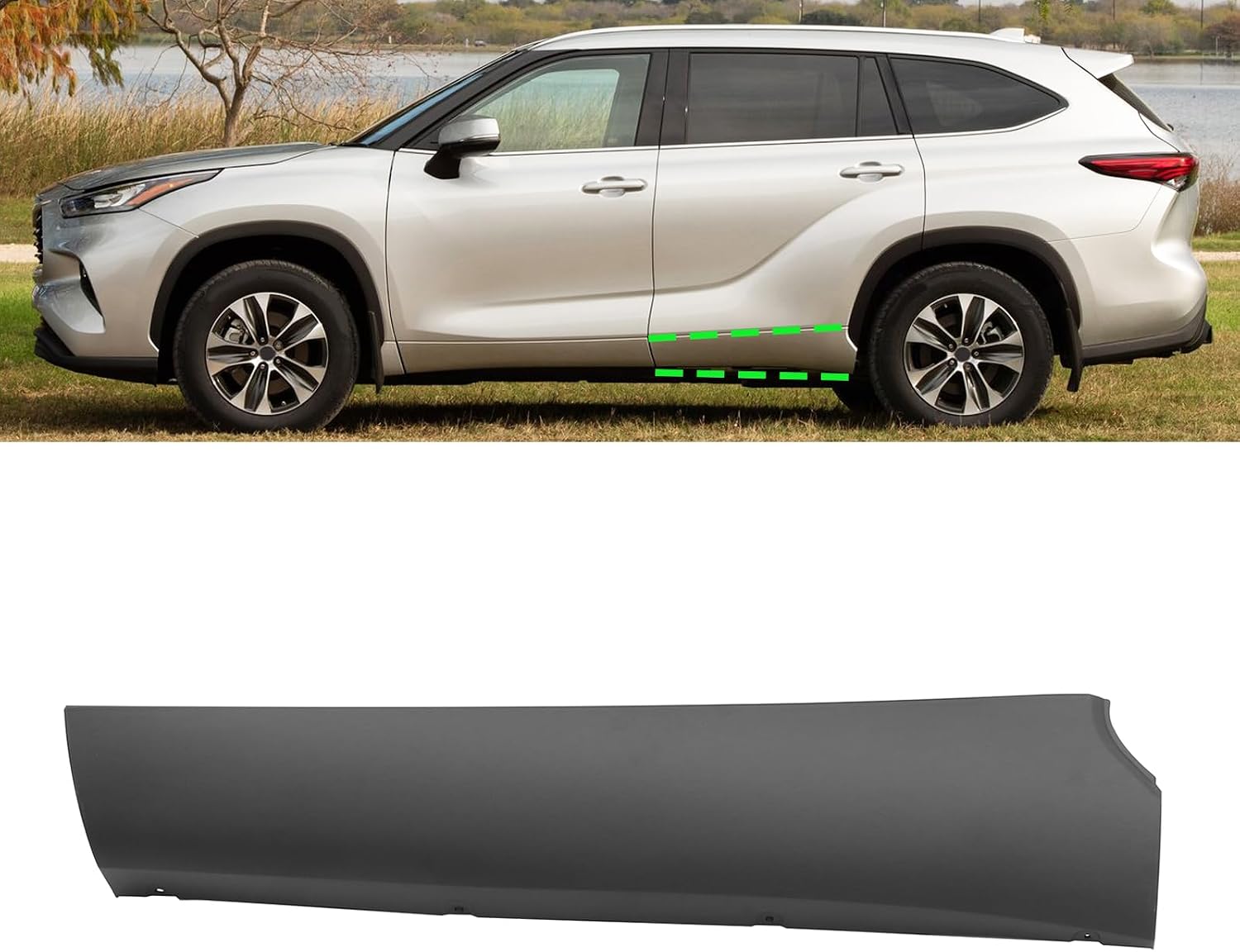 Lower Door Trim Fit for Highlander 2020 2021 2022 2023 Replace for 75742OE906(Rear Left/Driver)
