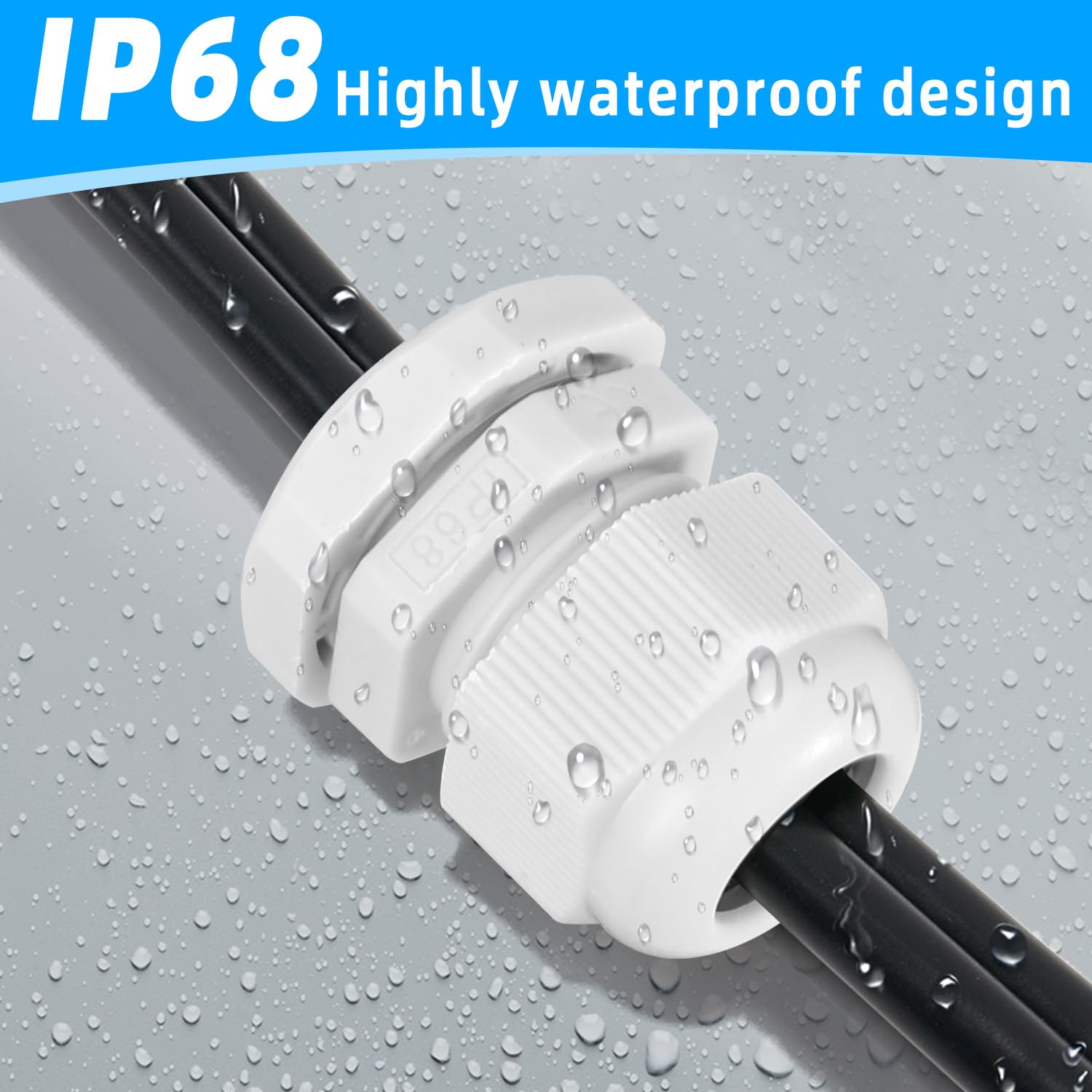 60 prensaestopas para cables, IP68, resistente al agua, con juntas, M12, M16, M20, M25, M32, de plástico y nailon, con tuercas de seguridad, caja de conexiones para jardín exterior