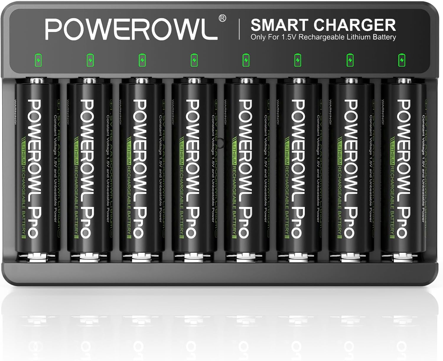 POWEROWL Rechargeable Lithium AA Batteries with Charger, 1.5V Stable Output 3600mWh Double A Battery 8 Pack for Blink Outdoor Camera