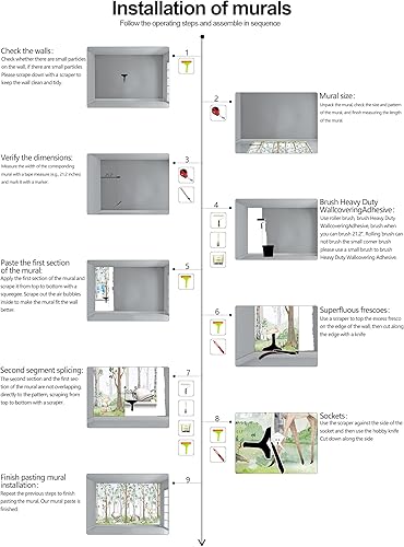 Miniatura 7 de WFBHUA - Papel tapiz infantil con dibujos animados de animales de acuarela y bosque, adecuado para habitación de niños y niñas (no se puede despegar