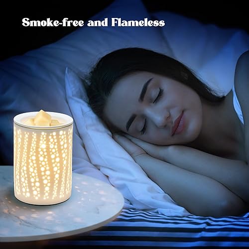 Miniatura 3 de Calentador de cera derretida, gran quemador de aceite esencial, calentador 3 en 1 bandeja extraíble para calentar velas perfumadas a dormitorio,