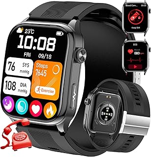 2025 Relógio inteligente com ECG/Ácido úrico/Lípidos/Detecção de IMC/Fadiga/Emoções, 2,06" Smartwatch com pulsómetro 24H/oxímetro, SOS Relógio tensiómetro de pulso para Android iOS