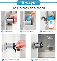 Vista 5 de WELOCK Cerradura Inteligente WiFi para Puerta, Perilla de Entrada sin Llave 5 en 1 con Seguridad de Bloqueo Automático, Control de Aplicación